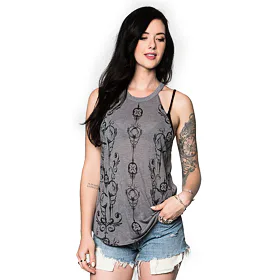 METAL MULISHA GLAM HALTER Šedá L