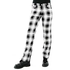 kalhoty gothic BLACK PISTOL Tartan Pants Black-white 28